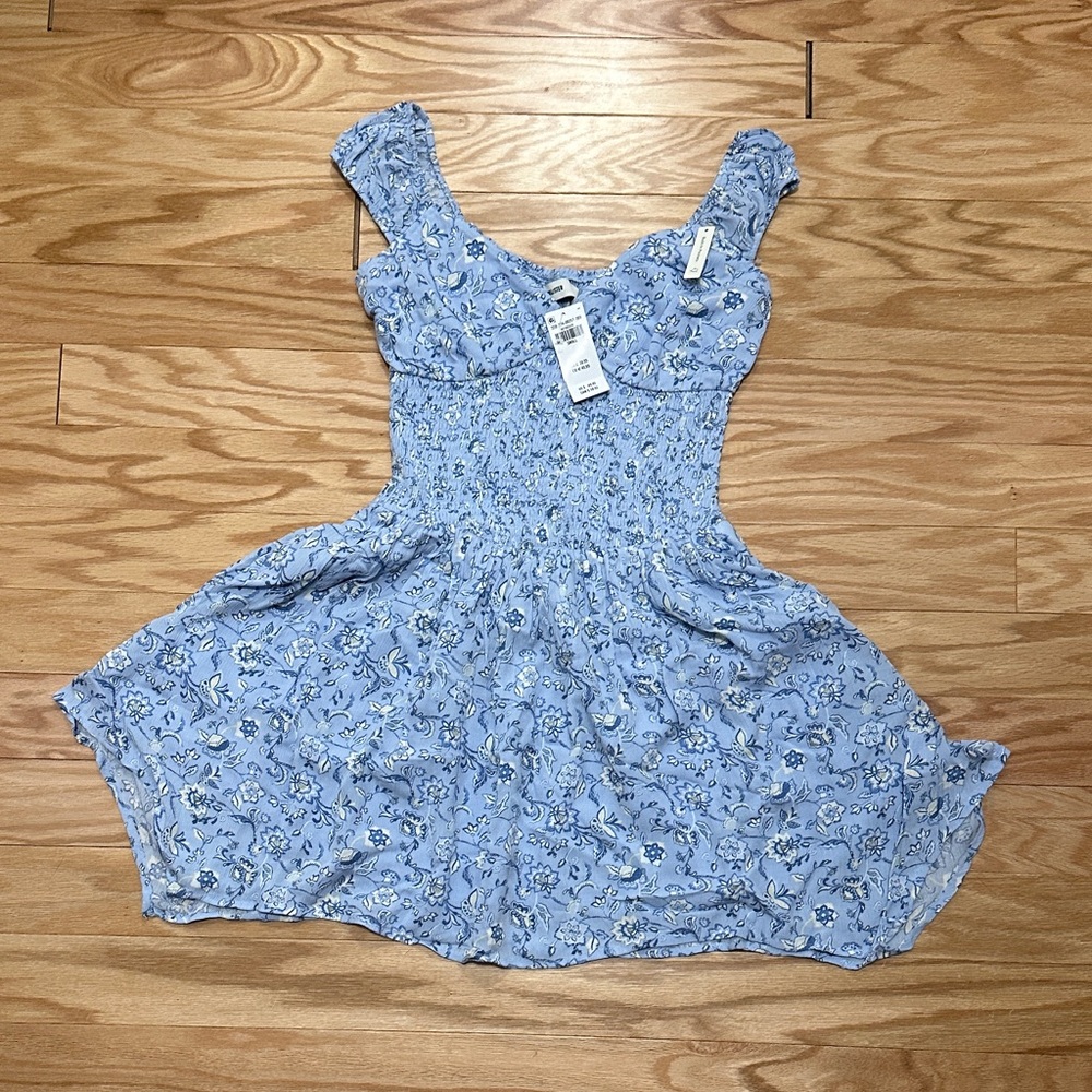 Hollister Blue Floral Asymmetrical Dress